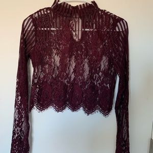 Dark red Lacey crop top